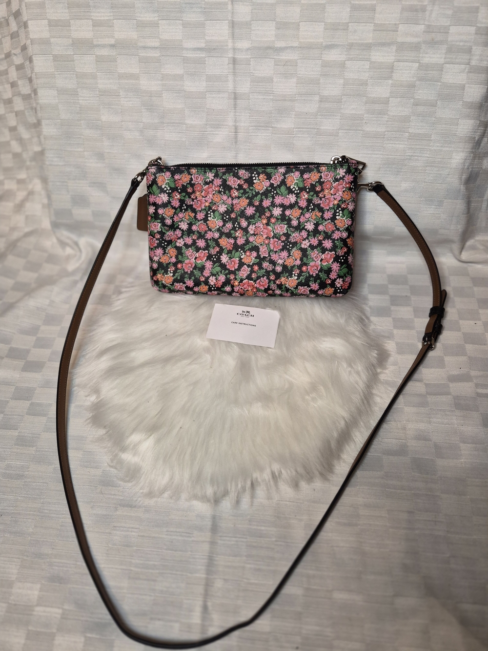 Coach Black Floral Crossbody Bag with Pink & Green Accents - Picture 2 of 7